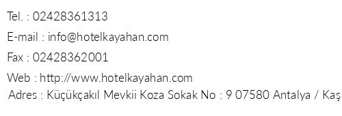 Kayahan Hotel telefon numaralar, faks, e-mail, posta adresi ve iletiim bilgileri